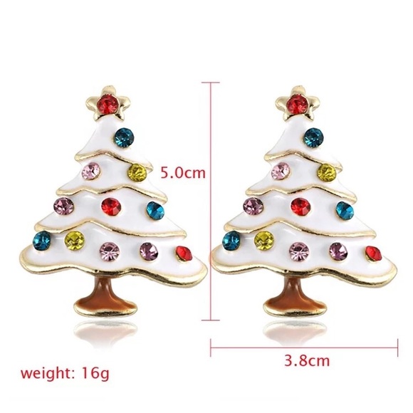 Beautiful Rhinestone Christmas Tree Stud Earrings - Picture 4 of 4